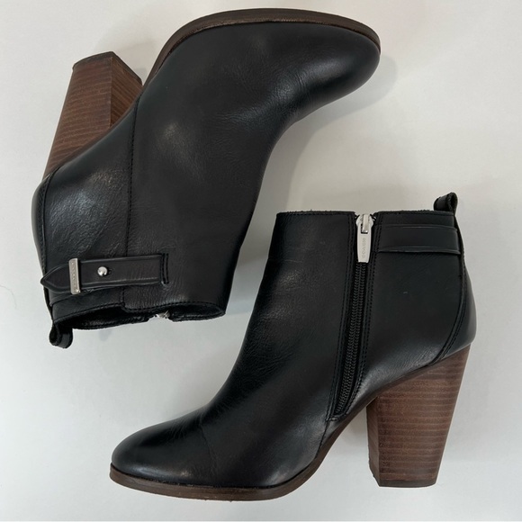 Coach Hewes Safari Black Leather Ankle Boots Size 8 - Picture 6 of 12